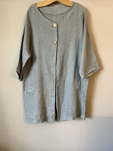 Made In Italy Lovely Grey Linen Jacket - One Size - Picture 1 of 5