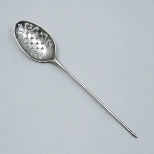 18c Unmarked English? Sterling Silver 5 1/8" Mote Spoon 6.7g No Monogram - Picture 1 of 4