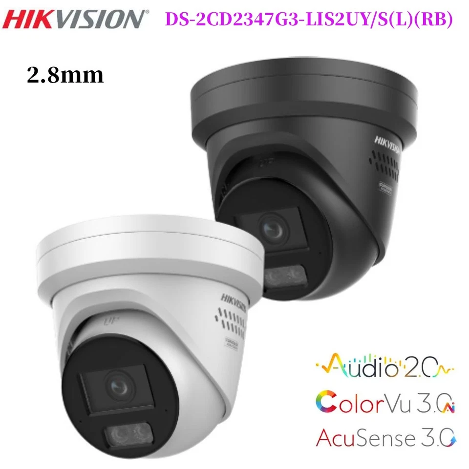 Hikvision DS-2CD2347G3-LIS2UY/S(L)(RB) 4MP ColorVu3.0 Turret IP Camera Mic 2.8mm - Image 1 of 1