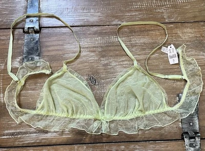 Vtg Y2K Victoria Secret Bralette Bra Sheer Baby Yellow Lace-Ruffle-Unlined NWT! - Image 1 of 4