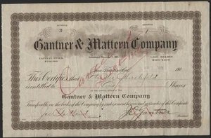 GANTNER & MATTERN COMPANY, SAN FRANCISCO, CALIFORNIA 1901 - Picture 1 of 1