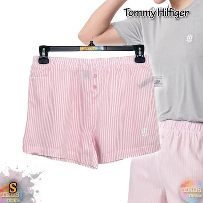 Nuevo con etiquetas Tommy Hilfiger Mujer S Tejido Boxer Pijama Pantalones Cortos Rosa Rayas (solo Pantalones Cortos) Foto 1 de 4