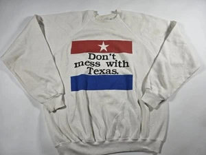 Vintage Hanes Dont Mess With Texas Sweater White XL Distressed - Picture 1 of 8