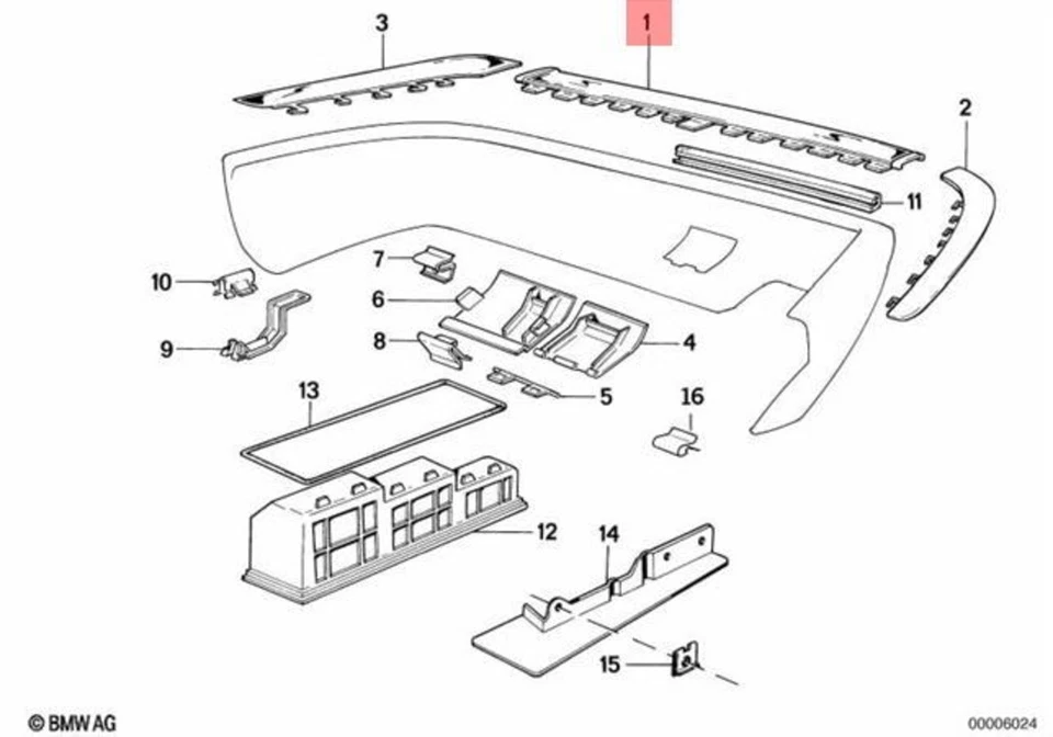 Centro de cubierta original BMW E32 730i 730iL 735i 735iL 740i 740iL 51128111579 Foto 1 de 1
