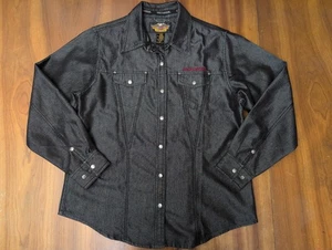 Genuine Harley-Davidson XL Shirt Snap Front Dark Metallic Gray Embroidered Eagle - Picture 1 of 14