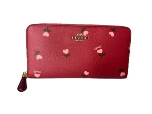 Coach Accordion Zip Wallet Heart Floral Print - Picture 1 of 8