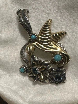 Colgante Colibrí Carolyn Pollack Fritz American West Piedras Preciosas Plata Esterlina Foto 1 de 4