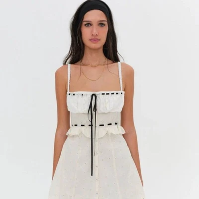 Vestido FOR LOVE & LEMONS Sora Mini Ojales (Talla S) Nuevo con Etiquetas Foto 1 de 4