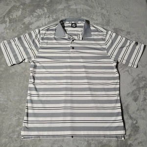 FootJoy Golf Polo Shirt Mens Large Gray White Striped Athletic FJ Golfing - Picture 1 of 8