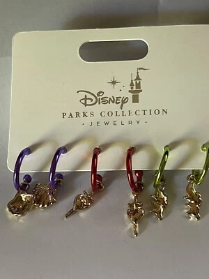 Juego de 3 pares de pendientes de aro con encanto icono villanos de los parques de Disney Ursula, Maléfica Foto 1 de 4