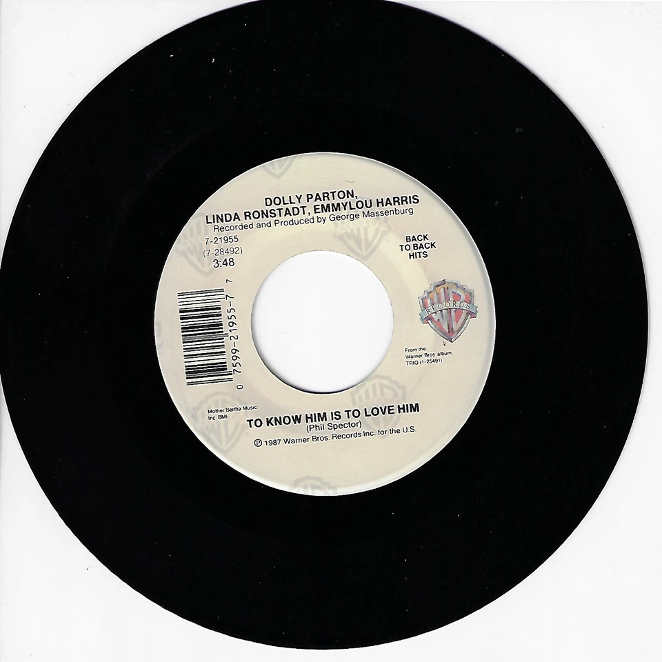 PARTON/RONSTADT/HARRIS TO KNOW HIM IS TO LOVE HIM/TELLING ME LIES 45RPM VINYL - Image 1 of 1