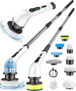 Electric Spin Scrubber, Cordless Cleaning Brush, Shower Scrubber with 8 Brush He - Picture 1 of 7