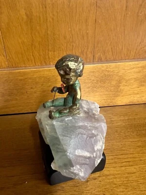 MCM Malcolm Moran 青铜雕塑 20 世纪 70 年代儿童花卉 Geode Gumps 旧金山 — 第 1/2 张图片