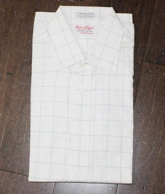 vtg New NOS Hathaway CAPPER & CAPPER  Button Casual Shirt Cotton White Check 80s - Image 1 of 4