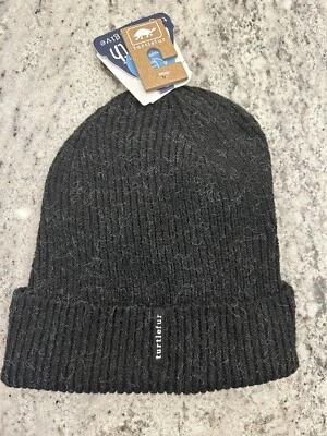 NUEVO CON ETIQUETAS SOMBRERO TEJIDO TORTUGA GORRO PUÑO BREZO Negro LOGO OS UNISEX Foto 1 de 4