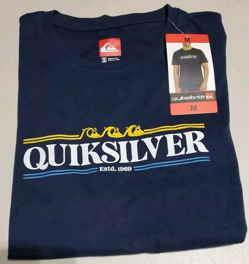 Quiksilver Men's Crewneck Short Sleeve Graphic T-Shirt Dark Blue Size M