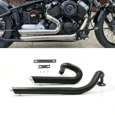 Sistemas de tubos de escape negros aptos para Yamaha V star 650 XVS650 Dragstar 650 XVS400 Foto 1 de 4