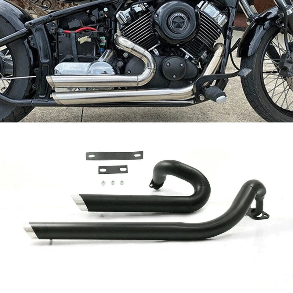 Black Exhaust Pipe Systems Fit For Yamaha V star 650 XVS650 Dragstar 650 XVS400 - Image 1 of 4
