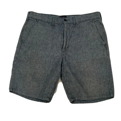 Pantalones Cortos Chinos Informales Levi's Lino Mezcla Algodón Talla 34 Gris Azul Frente Plano Foto 1 de 4