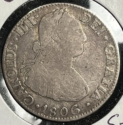 Mexico 1806 Mo TH 2 Reales F/VF Spanish Colonial Carlos IIII~BB16 - Image 1 of 3