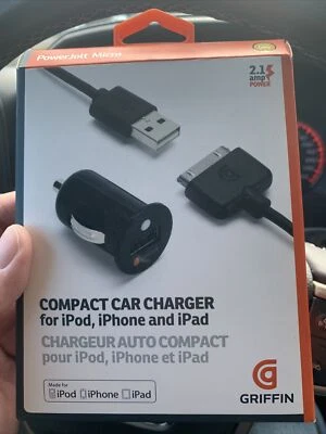 Griffin Compact Car Charger for iPod, iPhone & iPad GC23128 - Black 6853873118 - Image 1 of 4