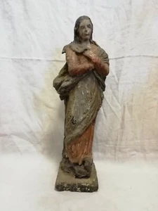 Scultura Santa in legno policromo del '600 cm 54x13,5x14,5 Antikidea - Foto 1 di 12
