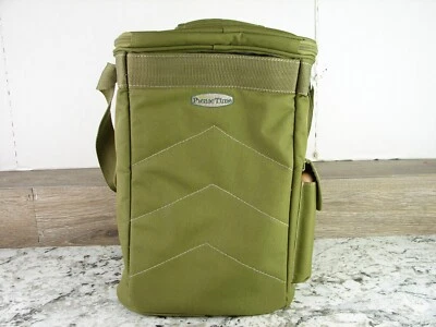 Bolso de hombro de viaje en el tiempo de picnic portabotellas de vino con accesorios 15" verde Foto 1 de 4