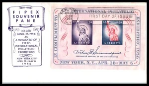 1956 FIPEX Fifth 5th International Sc 1075 FDC sheet Anderson cachet (L15 - Picture 1 of 1