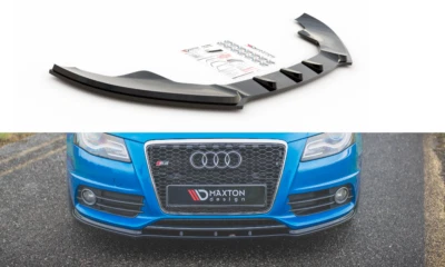 For Audi S4 A4 S-Line B8 Front Diffuser Splitter Maxton Design Gloss Black ABS
