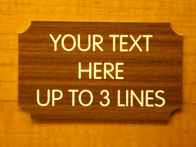 Letrero de madera de nogal grabado personalizado 3x5 | Placa de placa de oficina para pequeñas empresas Foto 1 de 4