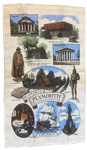 Linen Kay Dee Tea Towel Historic Plymouth Massachusetts - Picture 1 of 9