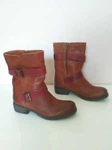 Sundance Ankle Boot Size 5.5 EU 36 Brown & Red Suede Leather Made In Italy - Picture 1 of 8