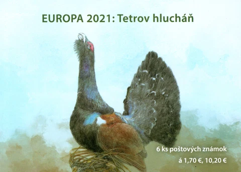 SLOVAKIA 2021 (BOOKLET) EUROPA 2021, The Western Capercaillie, Animals, Roosters Cover