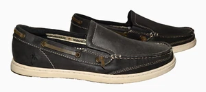 Margaritaville Brown Dock Denim Canvas Comfort Slip-on Boat Loafers Mens 10.5M - Picture 1 of 12