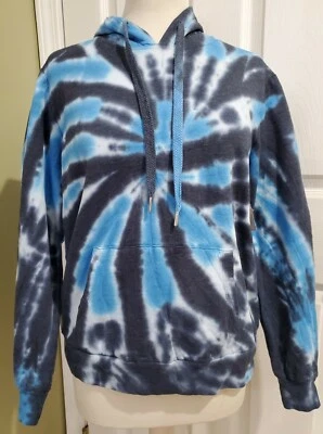 No Boundaries Sweatshirt Small & XL BLUE Tie Dye Hoodie Drawstrings & Pocket NEW - Image 1 of 4