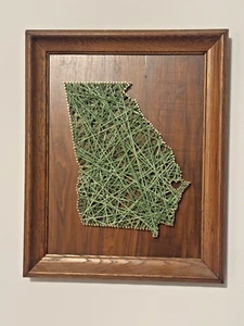 Custom Handmade Savannah, Georgia Framed Wooden Wall Art - Love Heart Green - Picture 1 of 6