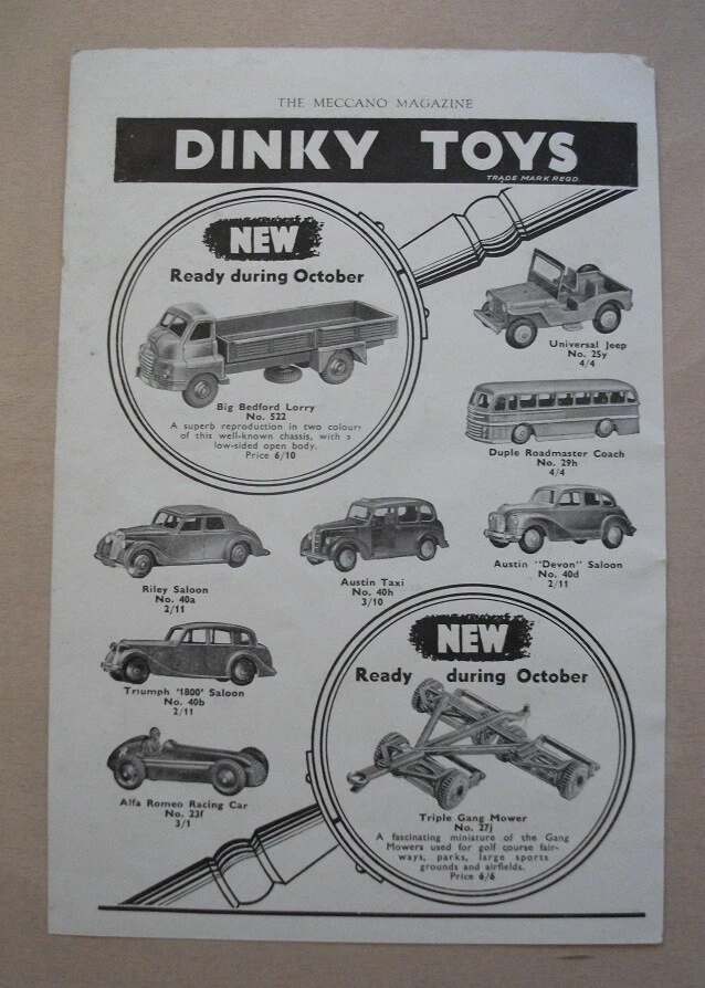 Dinky toys 1950's - Austin taxi Roadmaster coach - ORIGINAL Meccano ADVERT  - Image 1 of 1