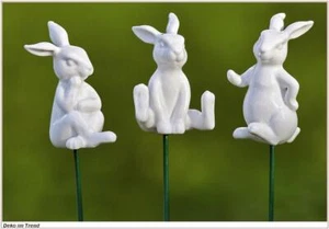 Osterhasen 3er Set mit Gartenstab 3er Set Hasen - Bild 1 von 1