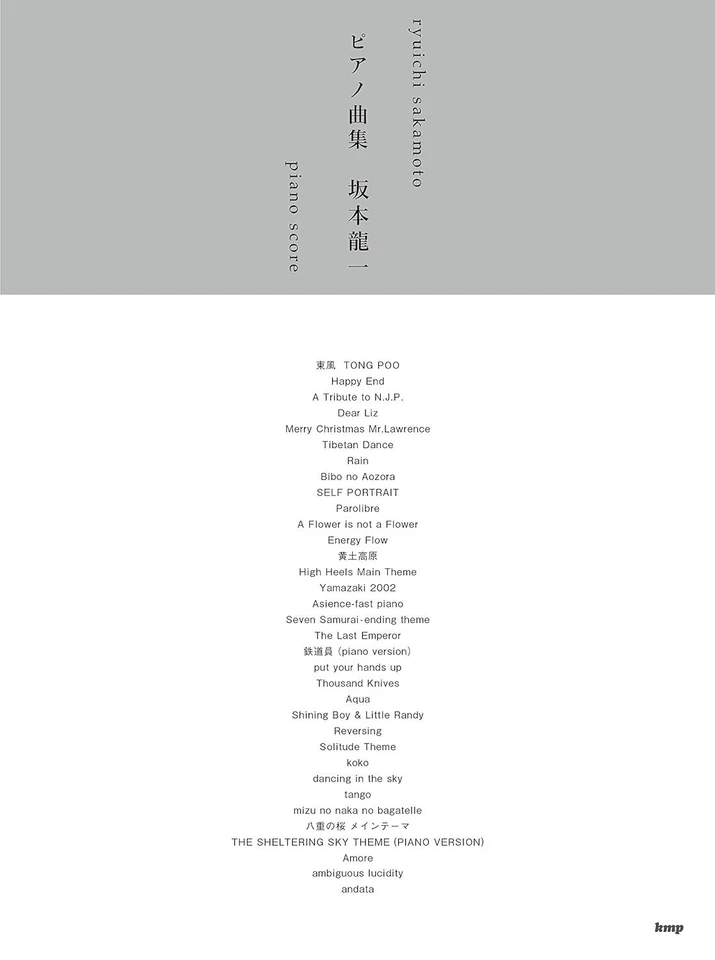 Ryuichi Sakamoto Piano Sheet Music Score Book Koko POPPOYA Sheltering Sky Japan - Image 1 of 1