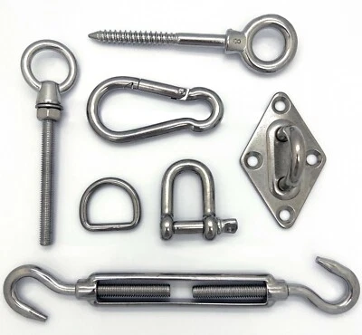 Stainless steel sun sail shade accessories fixings | UK STOCK