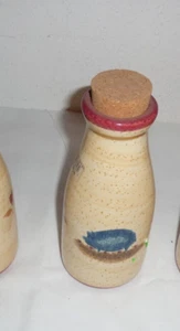 BLUE SKY STONEWARE Milk Bottle Bank w/ Cork Pig/ Sheep - Picture 1 of 7