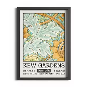 Póster azul estampado de William Morris jardines de Kew exposición de arte de pared obra de arte - Imagen 1 de 20
