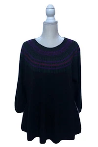 Ralph Lauren Woman 2X Sweater Women’s Black Multi Fair Isle Knit Top NEW $160.00 - Picture 1 of 12