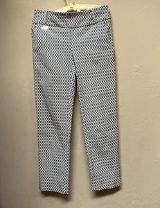 Lisette-L Montreal Sport Womens White Black Print Easy-Fit Ankle Pants Size 4 - Picture 1 of 9
