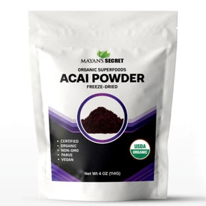 USDA Certified Organic ACAI Powder Freeze Dried 4oz Resealable Bag(Freeze-Dried) - Picture 1 of 6