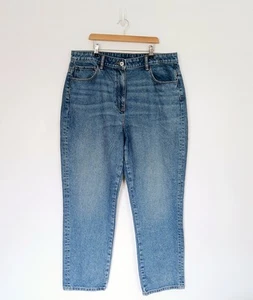 Jeans Collusion Mom taglia 18 blu denim invecchiato pantaloni gamba dritta  - Foto 1 di 12