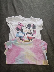 Bundle 2 Tees Girls Disney Minnie Mouse & Place Tie-dye Tee - Picture 1 of 3