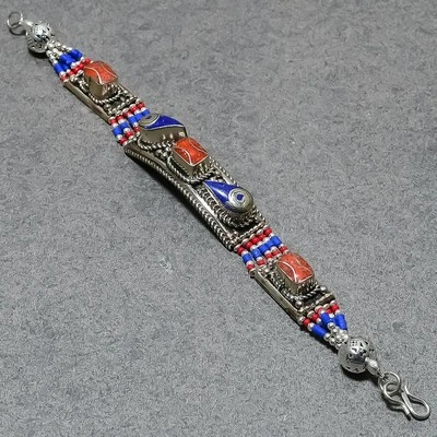 Handgefertigtes ethnisches Geschenk Schmuck Nepali Armband aus roter Koralle ... - Bild 1 von 4
