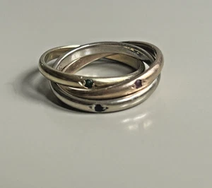 Trinity Ring ,585 Gold , 5,17g, beweglich, mit kl. Saphir , Smaragd und Rubin - Bild 1 von 9
