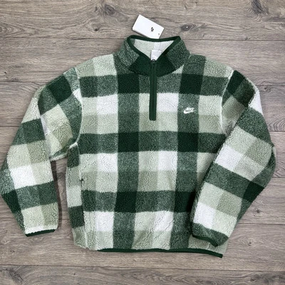 Chaqueta polar Nike 1/2 cremallera talla mediana para hombre verde abeto blanco pulóver invernal Foto 1 de 4